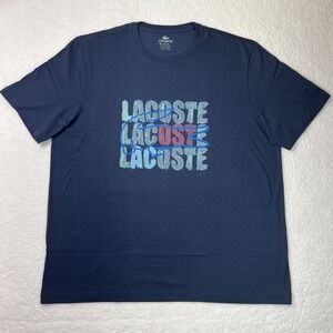 Lacoste Logo T-Shirt Cotton Short Sleeve Navy‎ Blue Men's US Size 4XL VTG NWT
